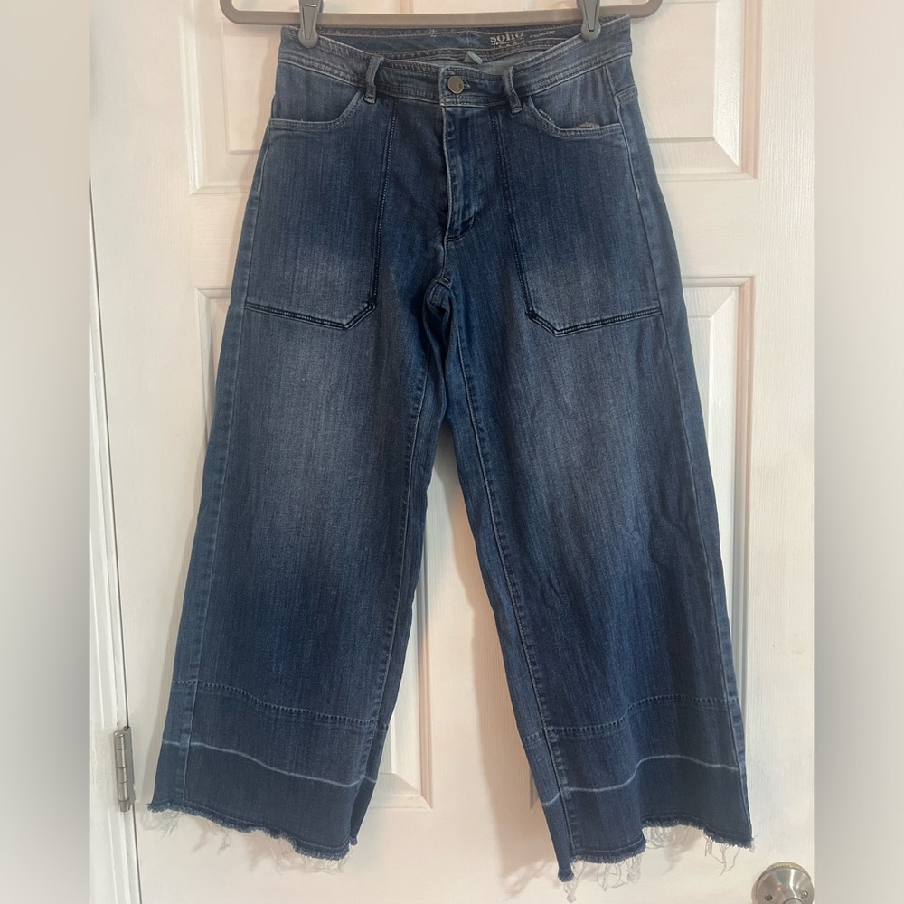 **Gently Used**NY& Co.Soho medium wash, wide leg, cropped jean, oversized size 2